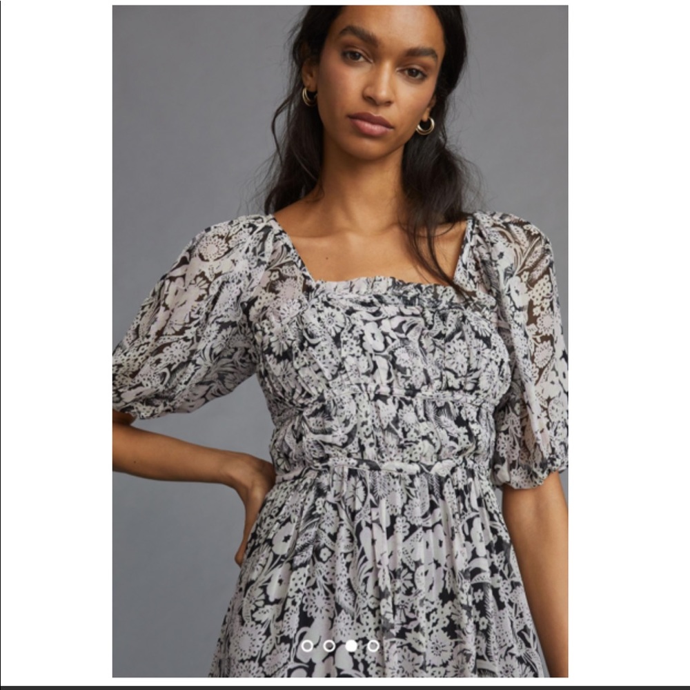 NWT By Anthropologie Squareneck Smocked Midi Dress - Picture 3 of 6